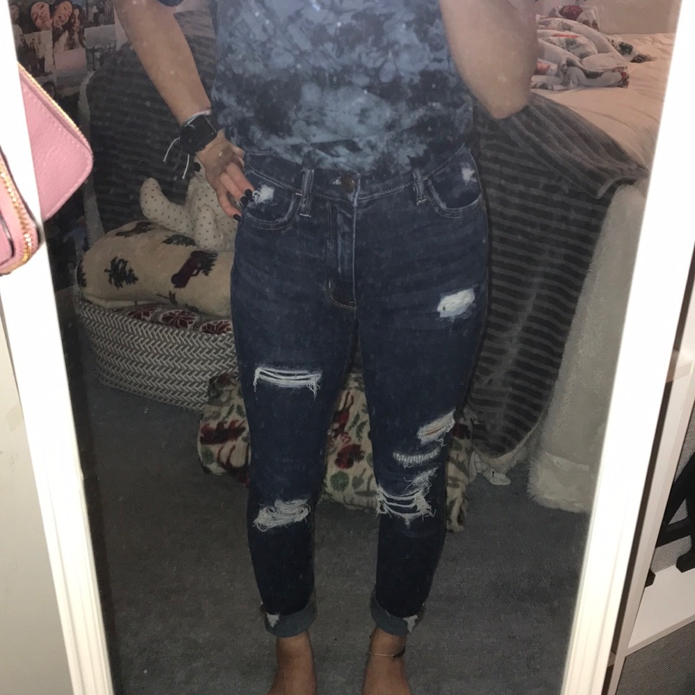 american eagle dark ripped jeans